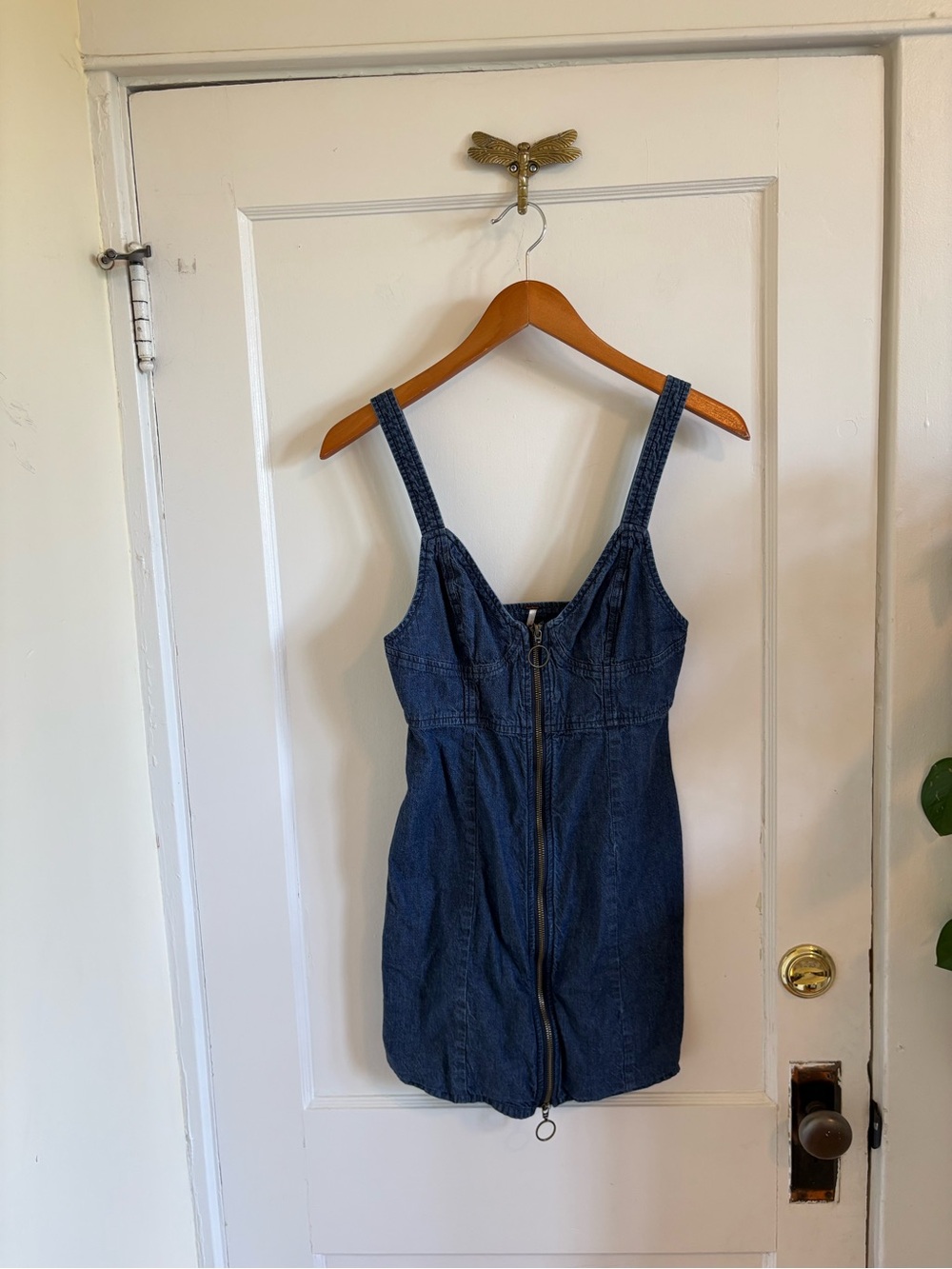Free People Marjorie Denim Zip Front Mini Dress Size 2 - Picture 2 of 8